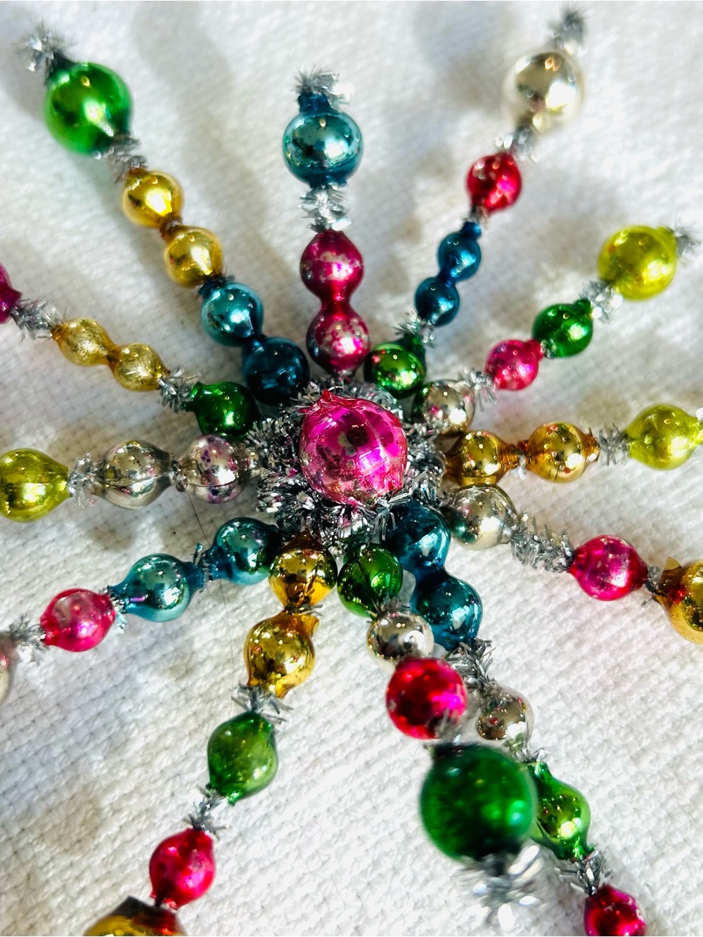 Vintage repurposed holiday star burst Christmas Ornament